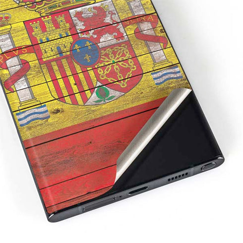Spain Flag Dark Wood Galaxy S22 Ultra Skin
